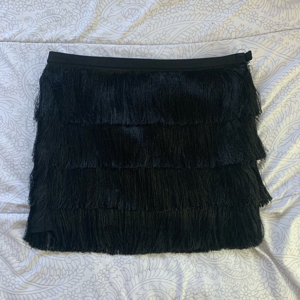 Black fringe skirt